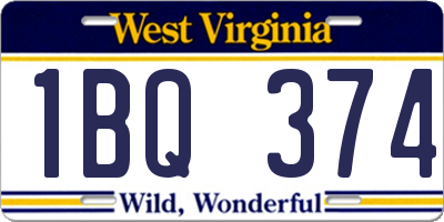 WV license plate 1BQ374