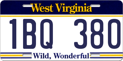 WV license plate 1BQ380
