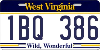 WV license plate 1BQ386