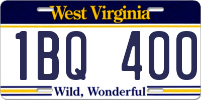 WV license plate 1BQ400