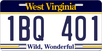 WV license plate 1BQ401