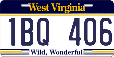 WV license plate 1BQ406
