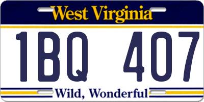 WV license plate 1BQ407