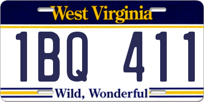 WV license plate 1BQ411