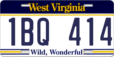 WV license plate 1BQ414