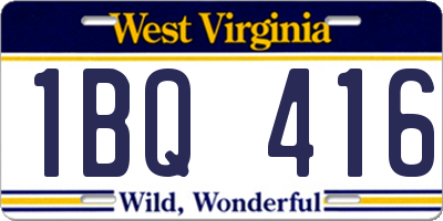 WV license plate 1BQ416