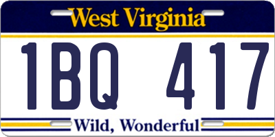 WV license plate 1BQ417