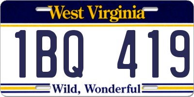 WV license plate 1BQ419