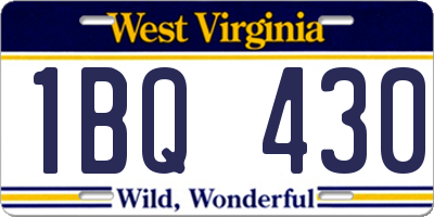WV license plate 1BQ430