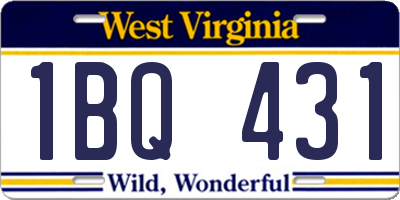 WV license plate 1BQ431