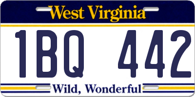 WV license plate 1BQ442