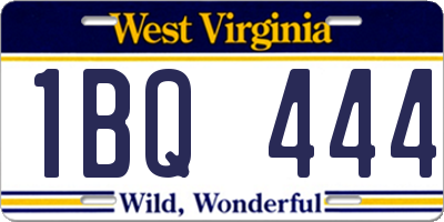 WV license plate 1BQ444