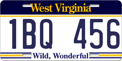 WV license plate 1BQ456