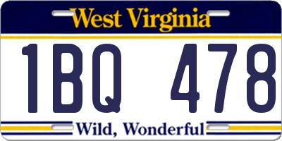 WV license plate 1BQ478