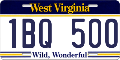 WV license plate 1BQ500