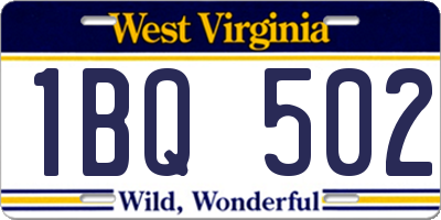 WV license plate 1BQ502