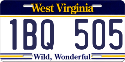 WV license plate 1BQ505