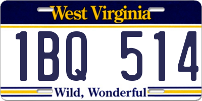 WV license plate 1BQ514