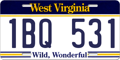 WV license plate 1BQ531