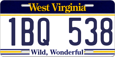 WV license plate 1BQ538
