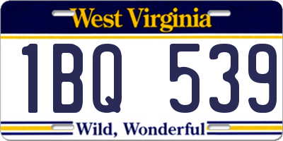 WV license plate 1BQ539