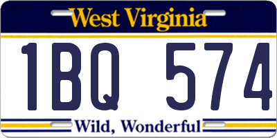 WV license plate 1BQ574