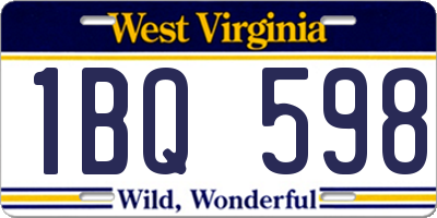 WV license plate 1BQ598