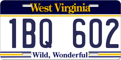 WV license plate 1BQ602