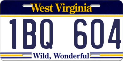 WV license plate 1BQ604