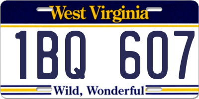 WV license plate 1BQ607