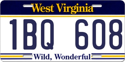 WV license plate 1BQ608