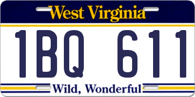 WV license plate 1BQ611
