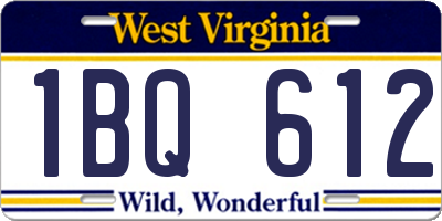 WV license plate 1BQ612
