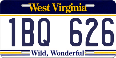 WV license plate 1BQ626