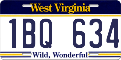 WV license plate 1BQ634