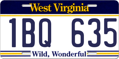 WV license plate 1BQ635