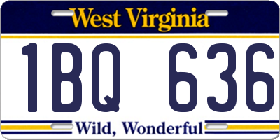 WV license plate 1BQ636