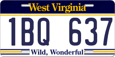 WV license plate 1BQ637