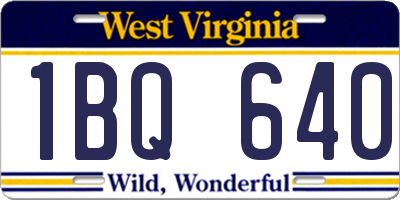 WV license plate 1BQ640