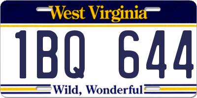 WV license plate 1BQ644