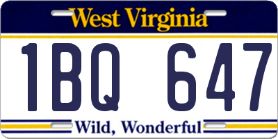 WV license plate 1BQ647