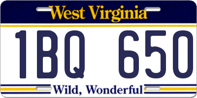 WV license plate 1BQ650