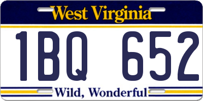 WV license plate 1BQ652
