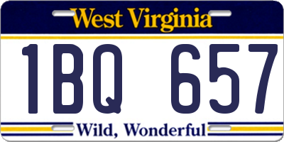 WV license plate 1BQ657