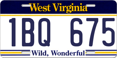 WV license plate 1BQ675