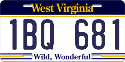 WV license plate 1BQ681