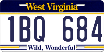 WV license plate 1BQ684