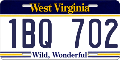 WV license plate 1BQ702
