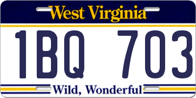 WV license plate 1BQ703
