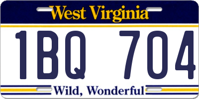 WV license plate 1BQ704
